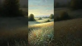Летнее поле на рассвете в мягких, приглушённых тонах  (картина #484) \ Художник: Нормов