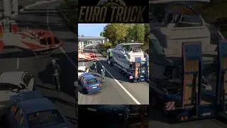 ETS2 - 🚤🚛 Iveco with Luxury Boat Passing a Crash Scene & Helicopter! 🚁 #Shorts