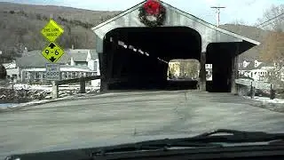 Downhill through covered bridge on Bridge St, Waitsfield,Vt