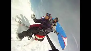 Tandem Paragliding Take Off in Snow with Snowboarder Pax 2010 - Michael Muldoon