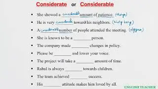 English Grammar Exercise-/Considerate/Considerable/#english#englishgrammar#education#learning#vocab