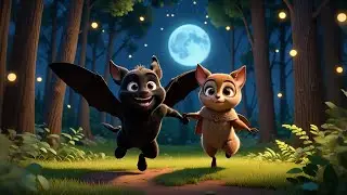 Two Little Bats Fly in the Dark | Counting Song for Kids | Night-Time Nursery Rhyme for Toddlers