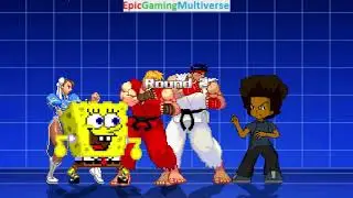 SpongeBob SquarePants And Street Fighter Characters VS Huey Freeman In A MUGEN Match / Battle