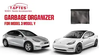 TAPTES Back Seat Garbage Organizer Trash Bin with LED Light for Tesla Model 3 Model Y