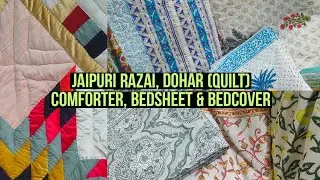 Export Quality Jaipuri Razai, Dohar, Quilt, Comforter, Hand Block Print Bedsheet, Bedcover, Cushion.