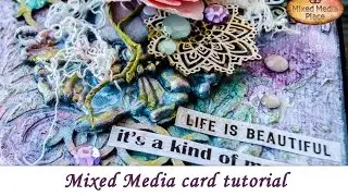 Mixed Media card - tutorial by Ola Khomenok. Mixed Media Place DT