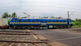 Largest Transport System in India Wag7 Leading Container Freight Train Through Rail Gate
