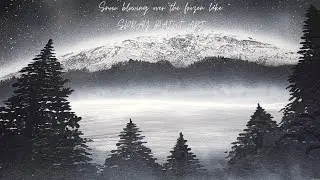 Snow blowing over the frozen lake Spray paint art