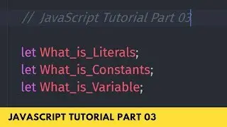 What is Literals, Constants, and Variables - JavaScript Tutorial Part - 03