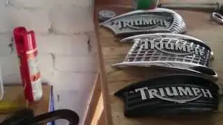 Triumph tank badges screw on type (fat bloke talks