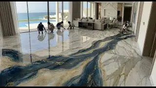 Top 10 Luxurious Epoxy Floors Featuring Resin Pours with Marble and Gold for High-End Villas