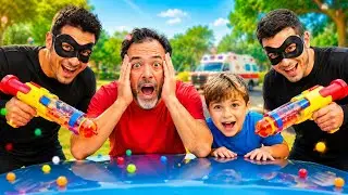 الحرامي الشرير خطف عيسى وعماد😱 لكن بابا والشرطه#comedy #humor #funny 