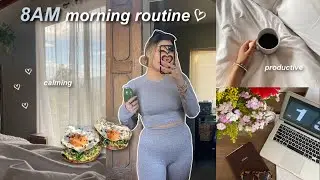 8AM PRODUCTIVE MORNING ROUTINE | realistic & relaxing, working out, & running errands!☕️