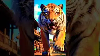 Dangerous 🐆 tiger attacked the village.#shorts #tiger #shortsfeed