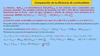 Comparación de la eficiencia e. de 2 combustibles