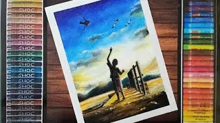 Kite Festival Painting By Pastel/ Easy Kite Festival Drawing By Pastel/ Step By Step Kite Festival