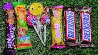 ASMR Most Popular Candys / some lots of colorful rainbow lollipop candy / unpacking chocolate eat