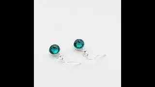 December Birthstone Drop Earrings Created with Blue Topaz Zircondia&reg; Crystals by Philip Jones