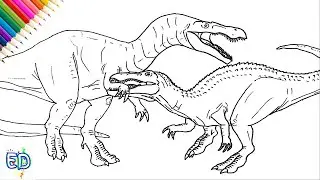How to draw Baryonyx vs Suchomimus | Step by Step
