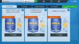 FIFA 16 (Android/iOS): 25 RARE GOLD LIGA BBVA PLAYERS PACK OPENING, 5000 POINTS
