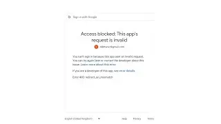 Access blocked: This app's request is invalid. | Google login error redirect_uri_mismatch || #php
