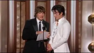 Connor Storrie and Hudson Williams presenting  Golden Globes award for Best Female Supporting Actor 