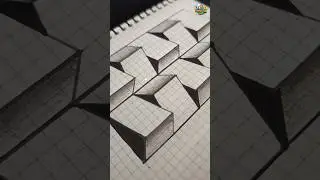 3D Illusion Drawing on Grid Paper ✍️ | Satisfying & Relaxing ASMR Art #shorts