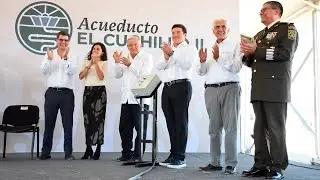 Inauguración de la primera etapa del acueducto El Cuchillo II, desde Nuevo León