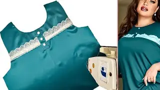 Learning How to Cut and Sew Beautiful Neck Designs with Lace in This Style | Diy Tips and tricks