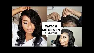 How to  Sew in Side Part Full Lace Closure /Braid Pattern Tutorial ft Dsoar hair