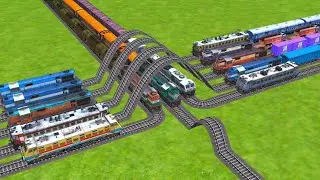 All Trains Crossing At Diamond Curved Railroad Crossing Zig Zag Tracks/ trains beamng 