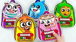 💖Paper DIY💖 UNBOXING Italian Brainrot SCHOOL BLIND BAG at 3 AM! Cappuccina, Tralala, Tung Tung Sahur