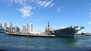 Flagship San Diego Water Taxi Ferry arriving in San Diego Broadway from Coronado July 10'th 2021