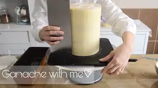 Ganache with me 🤍 - فرد الجاناش على الكيك باستخدام الإكريليك ديسك