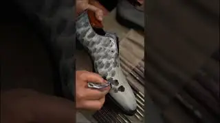 GIFENNSE SHOES | Gray whole cut men's leather sole leather shoes coloring gray spots process H