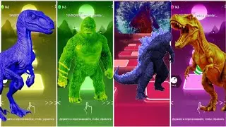 Dinosauer VSGodzilla VS King Kong battle in tiles hop 