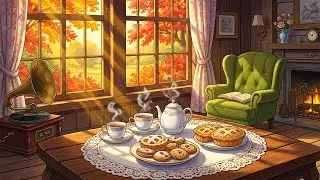 Relaxing autumn morning in a vintage countryside home with oldies playing in another room