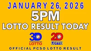 5pm Lotto Result Today Swertres Ez2 PCSO January 26 2026