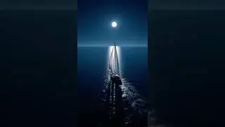 Sailing boat moving slowly ⛵#shorts #amazing #moonlight #shortvideo #nice #ocean #short