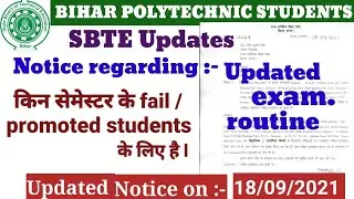 Correction notice & Exam program for Backlog /Promoted /Carry Students /Bihar Polytechnic /SBTE