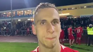 Simon Flo&szlig;, Angreifer FC Bitburg, nach dem 2:5 n.V. gegen RW Koblenz