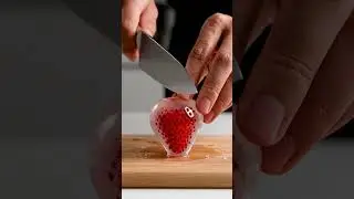 Frozen Glass Strawberry Cut in Half | Satisfying ASMR
