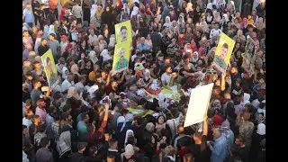 أهالي عامودا يُشَيّعون جثامين خمسة شُهداء في مزار الشَّهيد 