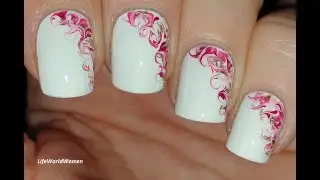 Spring Nail Design 2023 | Pink & Gold Marble NAIL ART Over White NAILS