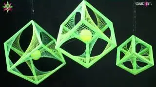 Stringart Schwarzlicht Deko W&uuml;rfel 