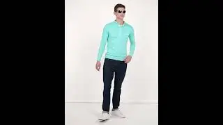 Solid Men Mandarin Collar Green, White T-Shirt