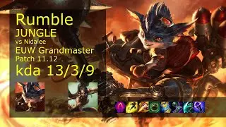 Rumble vs Nidalee Jungle - EUW Grandmaster 13/3/9 Patch 11.12 Gameplay