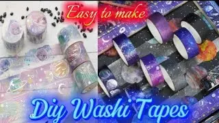Homemade Galaxy 🌌washi tape set for JOURNAL/ HOW TO MAKE WASHI TAPE #diy #journalingsupplies #craft🎀