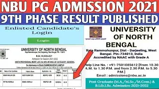 NBU- Pg 9th phase result published 2021 || University of North Bengal || Pg admission