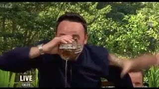 Ant from Ant and Dec downs a pint of cider on Im A Celebrity Extra Camp